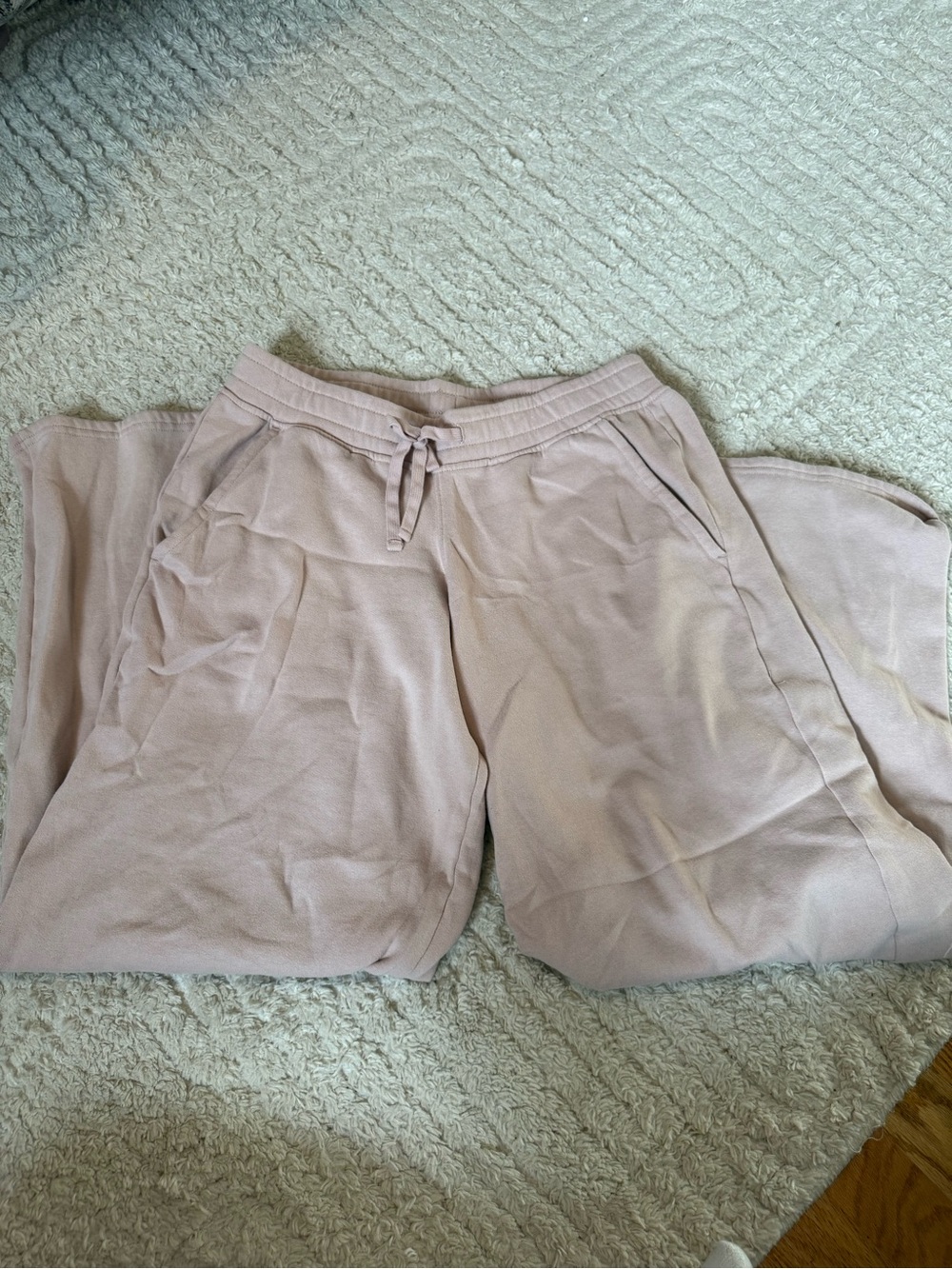 Soft Pink Midrise Wide-Leg Sweatpants